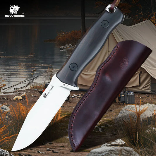 Hx Outdoors Cassic Hunting Knife,Premium Knife, japanese knives,Cleaver Field Kitchen Knives Leather Sheath Dropshipping