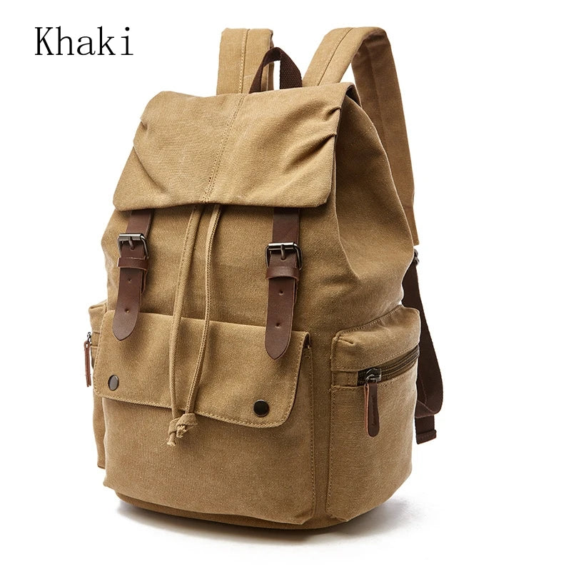 Vintage Canvas Backpack Simple Leisure Computer Bag Portable Hiking Travel Backpack Large Capacity Men Women Universal Schoolbag