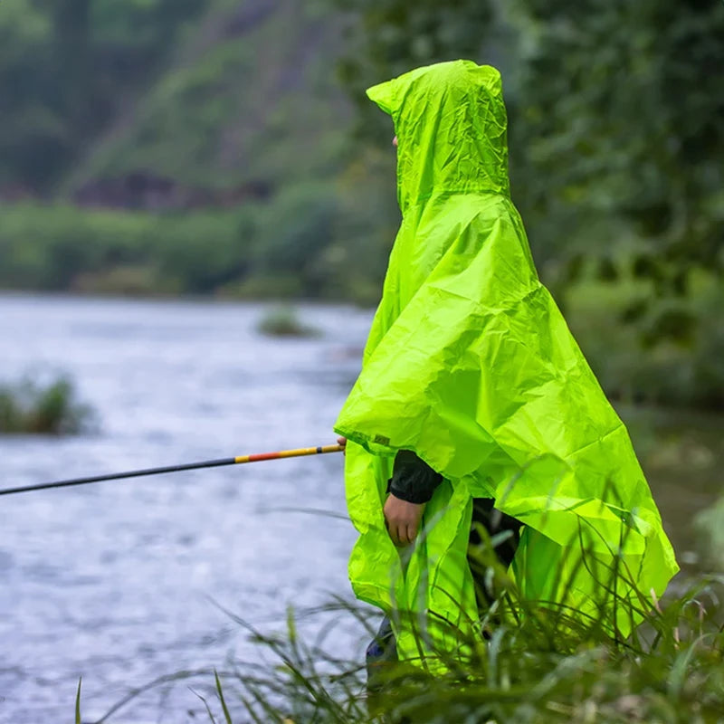 3 In 1 Waterproof Raincoat Lightweight Outdoor Hiking Rain Poncho Rain Jacket Cover Sun Shelter Camping Hiking Cycling Climbing
