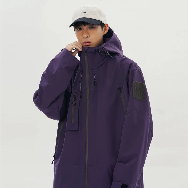 Hiking Jackets Men Waterproof Windproof Casual Hooded Outdoor Sports Clothes Hiking Coat Running Climbing Solid Color Jacket