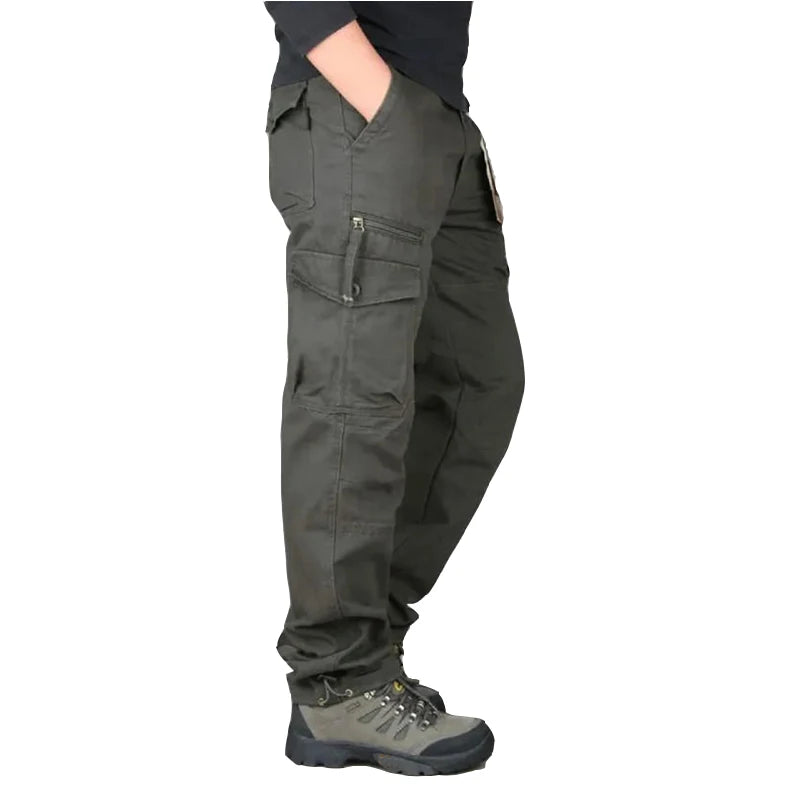 Spring Cargo Pants Man Cotton Reinforced Utility Military Outdoors Man Work Trousers Long Tactical Pants For Men Fashion Casual