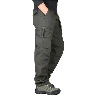 Spring Cargo Pants Man Cotton Reinforced Utility Military Outdoors Man Work Trousers Long Tactical Pants For Men Fashion Casual
