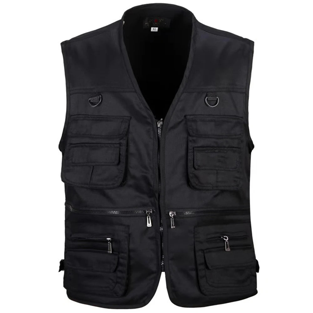 Outdoor Hiking Vest Men's Multi-pocket Breathable Hunting Fishing Vest Men's Thin Outdoor Simple Sports Jacket