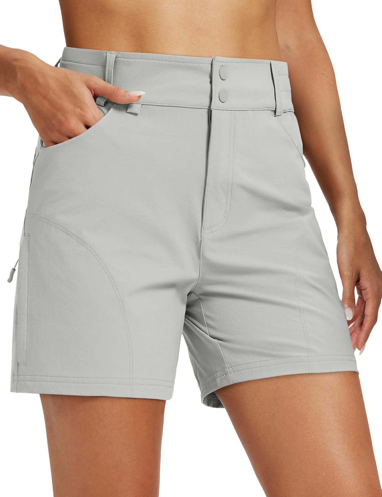 TACVASEN Womens Quick Dry Hiking Cargo Shorts Lightweight Water Resistant Shorts With 6 Pockets Summer Elastic Waist Golf Shorts