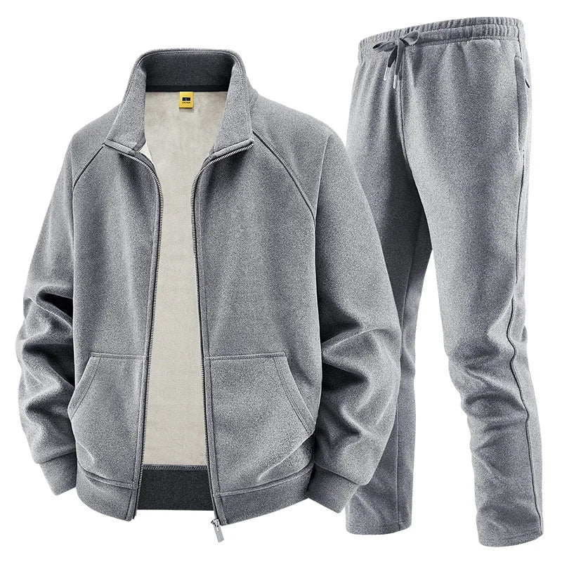 Thick Sets Brand Casual Men's Sets Cashmere Tracksuit Outdoors Fleece Track Suits Jacket + Pant Warm Fur Winter Men's Sweatshirt