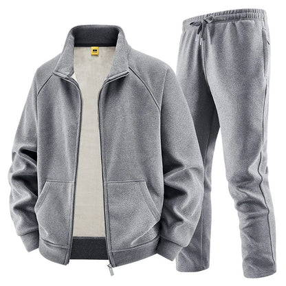 Thick Sets Brand Casual Men's Sets Cashmere Tracksuit Outdoors Fleece Track Suits Jacket + Pant Warm Fur Winter Men's Sweatshirt