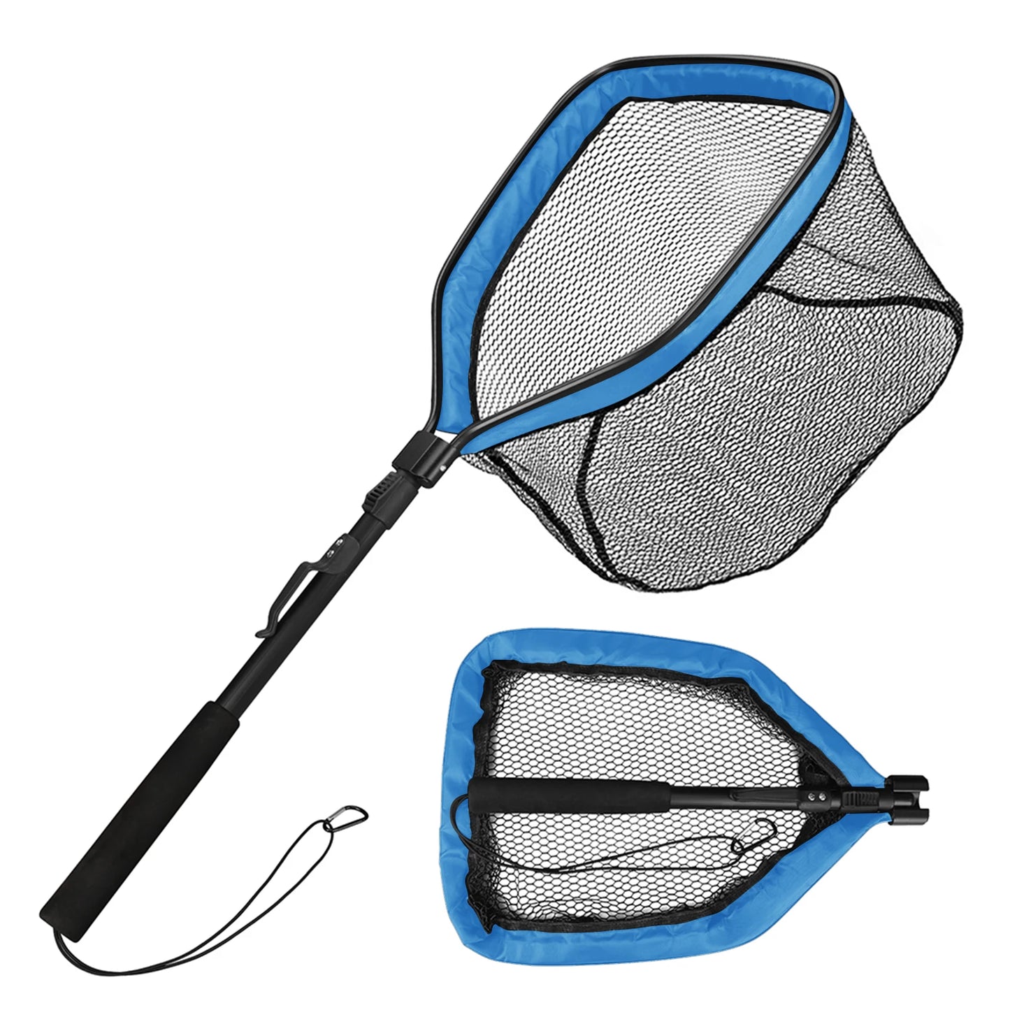 Fishing Net Fish Floating Landing Nets with Foldable Telescopic Pole Handle&Nylon Mesh for Saltwater Freshwater Catch&Release