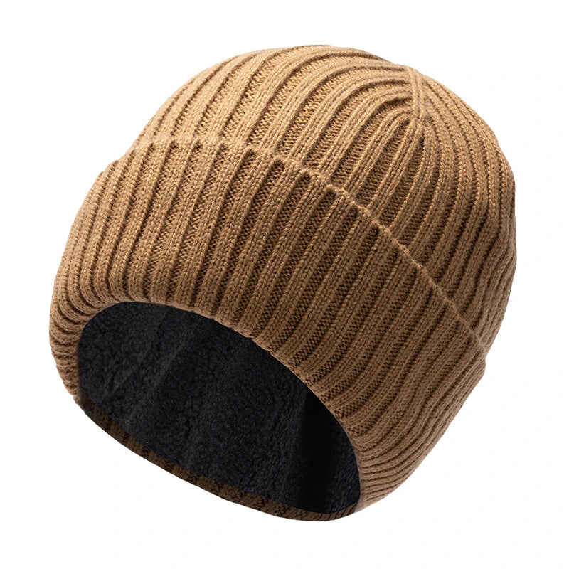 Oversize Wool Beanie Hat for Big Head Men Women Fleece Lined Large Winter Hat Ski Skull Cap Dad Outdoors Skullcap Plain Knit Hat