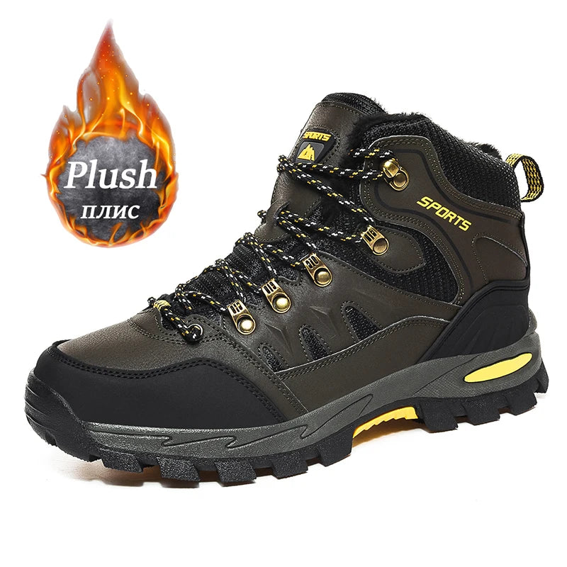 New Men's Hiking Shoes women Mountain Climbing Sneaker Wear-resistant Trekking Walking Sneakers winter plush Fashion Couple Shoe