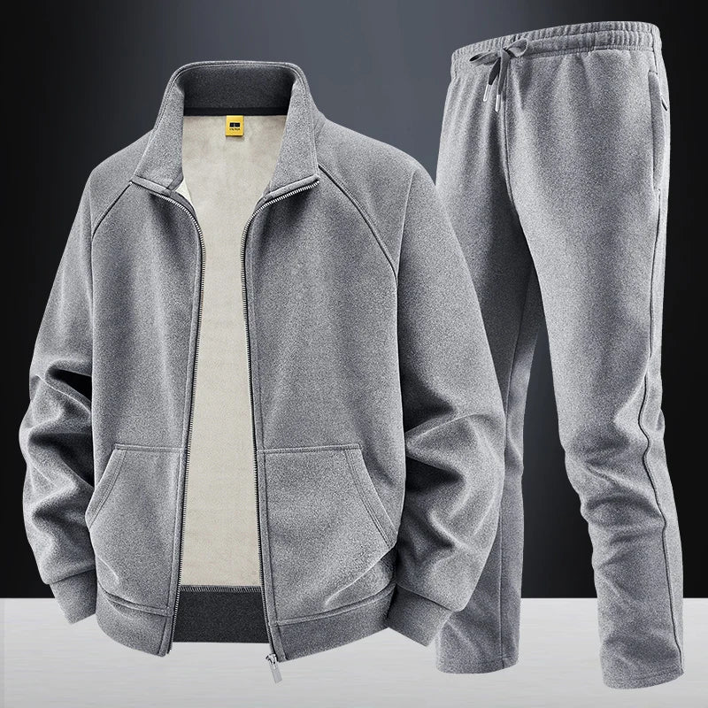 Thick Sets Brand Casual Men's Sets Cashmere Tracksuit Outdoors Fleece Track Suits Jacket + Pant Warm Fur Winter Men's Sweatshirt