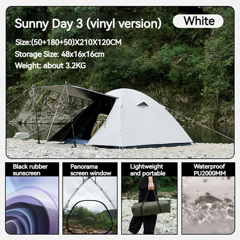 MOBI GARDEN Camping Hiking Tent 2-4 Person Portable Ultralight 3 Season Waterproof Black Coating for Outdoor Travel Backpacking