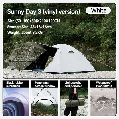 MOBI GARDEN Camping Hiking Tent 2-4 Person Portable Ultralight 3 Season Waterproof Black Coating for Outdoor Travel Backpacking