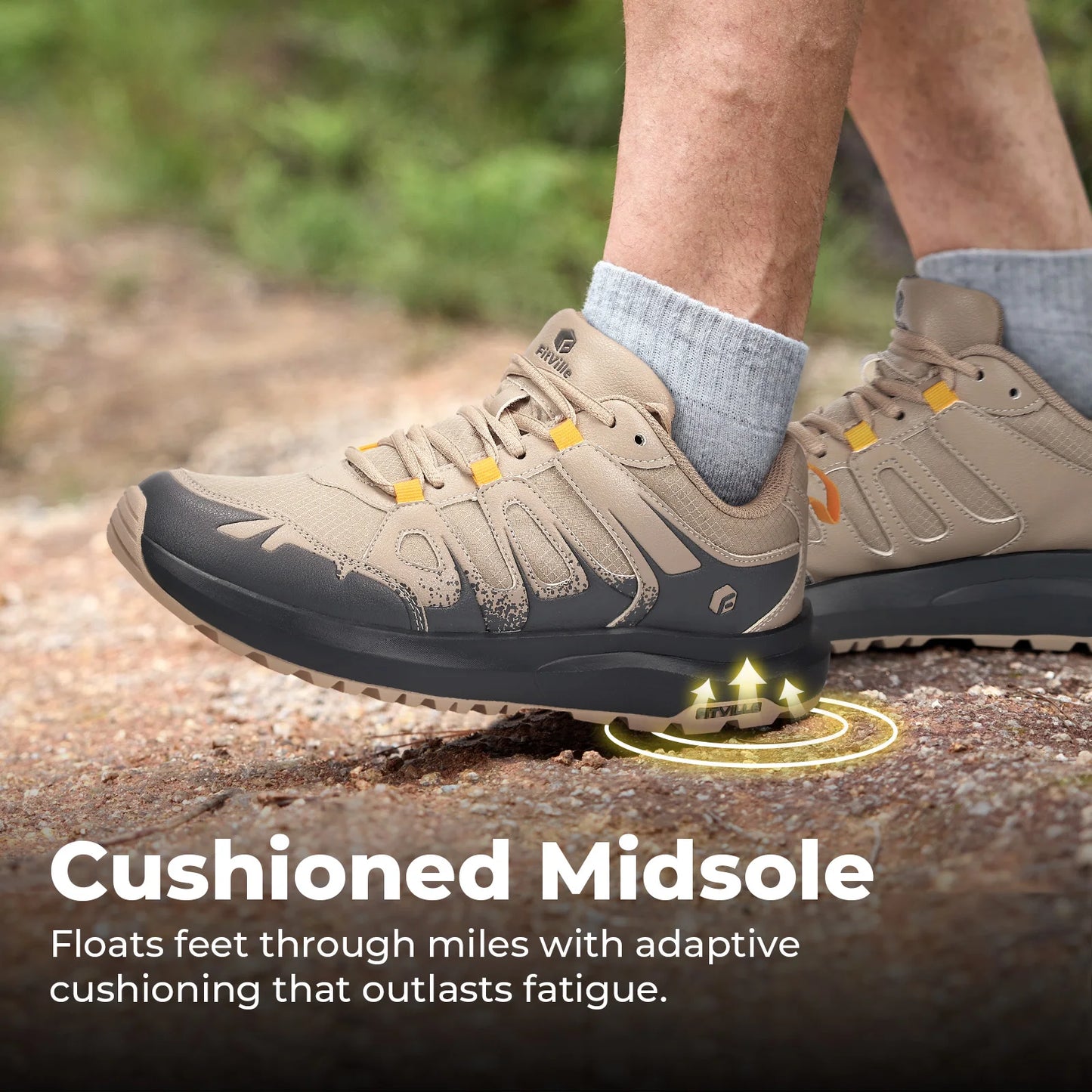 Fittington Hiking Shoes Water Repellent Wide Men Sneakers Trekking Trails Cushioning Walking Climbing Shoes for Men Lightweight