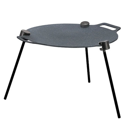 33cm Open Flame Cooking Pot Non-Stick Round Grilling Pan Multi-Purpose Camping Skillet Tray with Adjustable Bracket