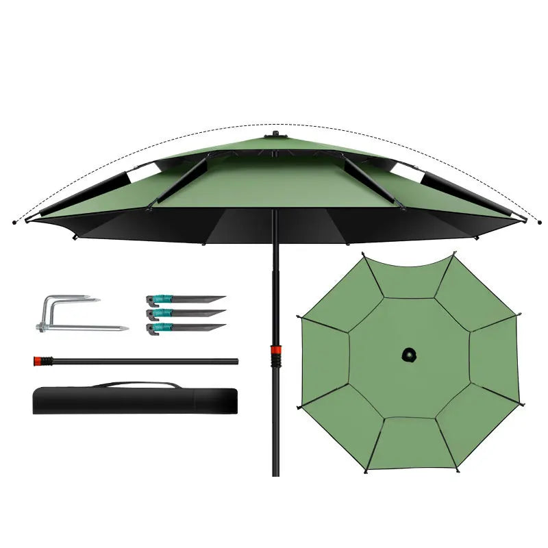 1.8-2.6M Large Fishing Umbrella Parasol Sunshade Windproof Sunshade Awning Outdoor Camping Stand Umbrella With Ground Insert