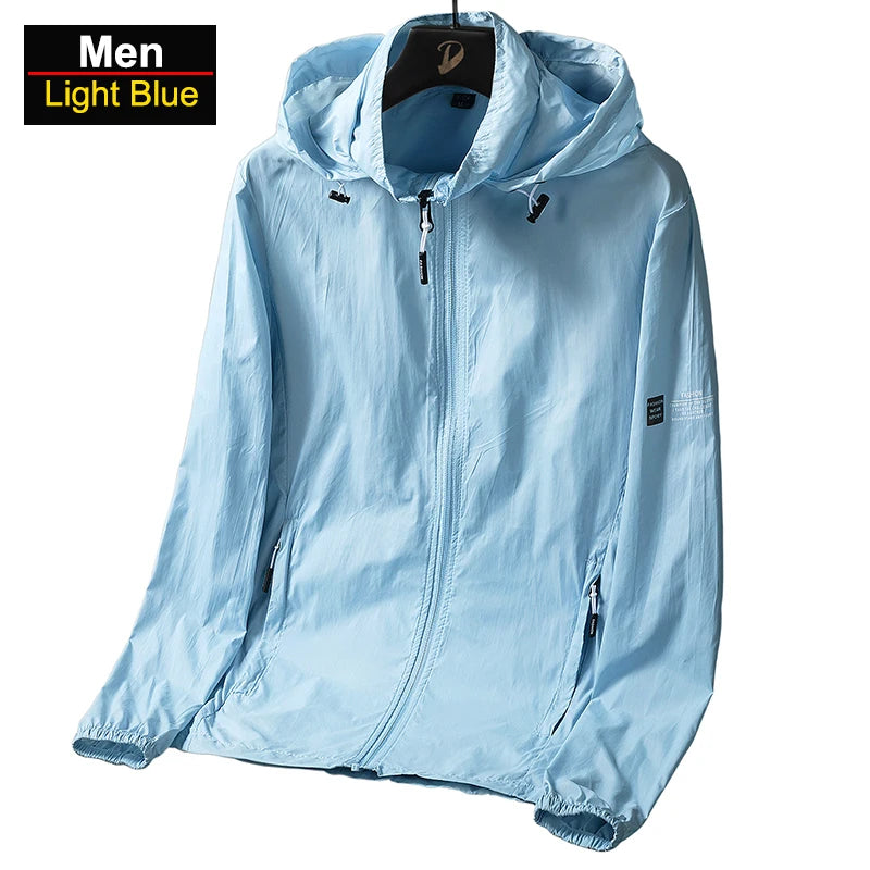 CHRLCK Men's Hiking Fishing Windproof Jackets Zipper Pockets Sun Protection Clothes Men Breathable Skin Anti-UV Windbreakers
