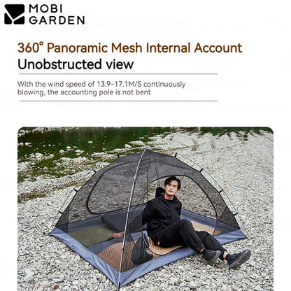 MOBI GARDEN Camping Hiking Tent 2-4 Person Portable Ultralight 3 Season Waterproof Black Coating for Outdoor Travel Backpacking