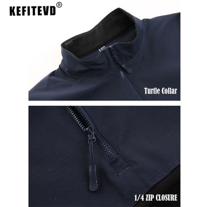 KEFITEVD Men's Hunting T-shirts 1/4 Zip Long Sleeve Shirt Outdoor Climbing Hiking Climbing Tees Camping Fishing Pullover Tops