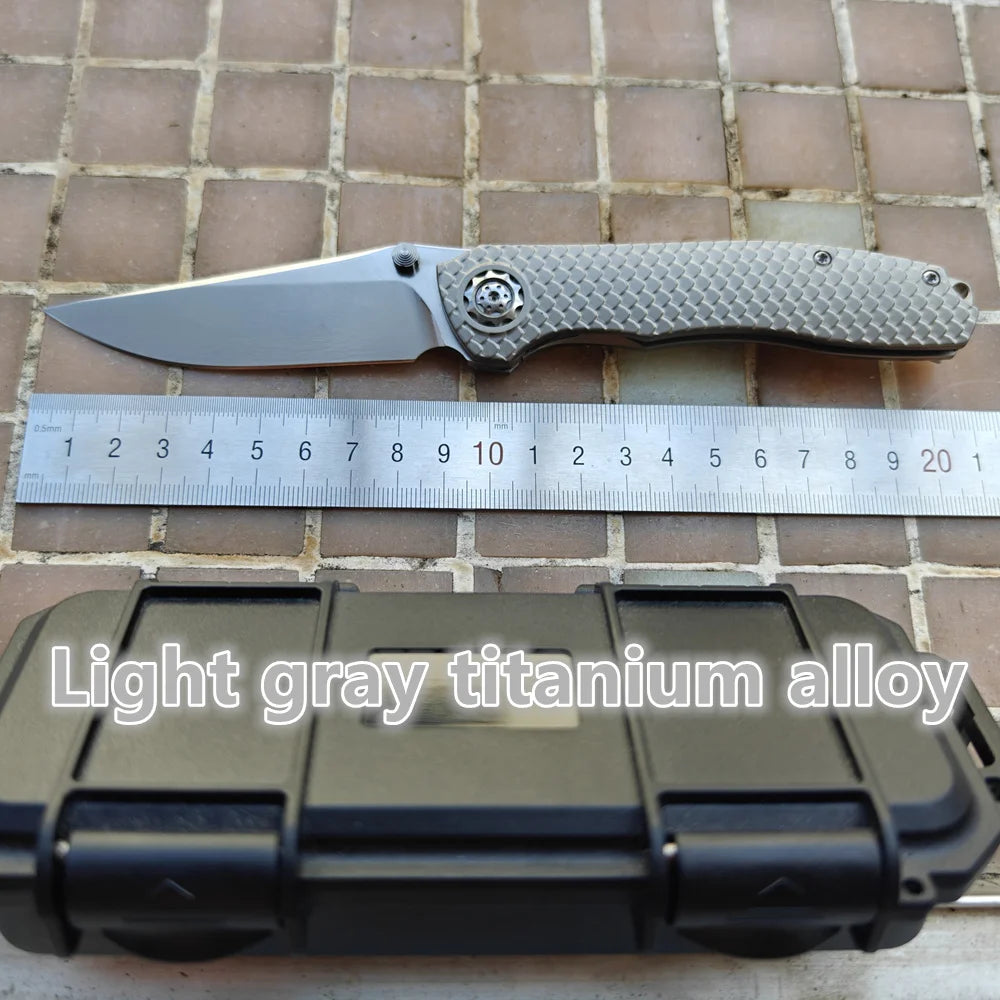 Duk Dragon Scale Contoured Titanium Handle Ceramic Bearing Pocket EDC Tool Camping Hunt Fish 154CM Outdoors JUFULE Folding Knife